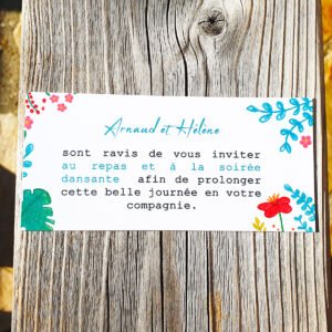 Coupon d'invitation au repas de mariage Tropical et perroquets