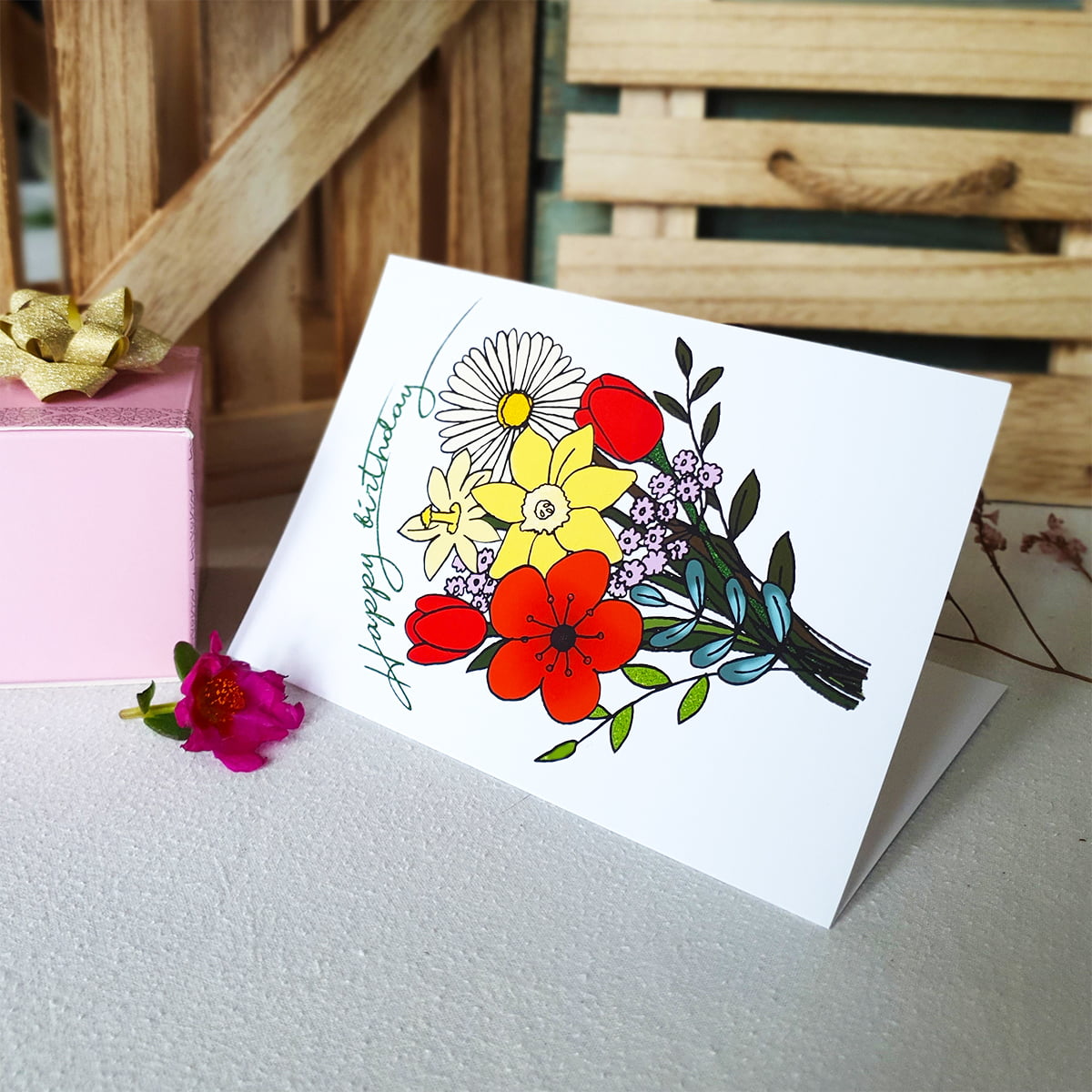 Carte d'anniversaire Bouquet printanier