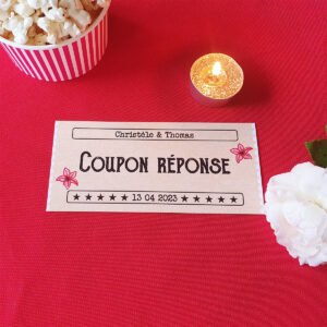 Coupon réponse faire-part mariage thème baiser de cinéma