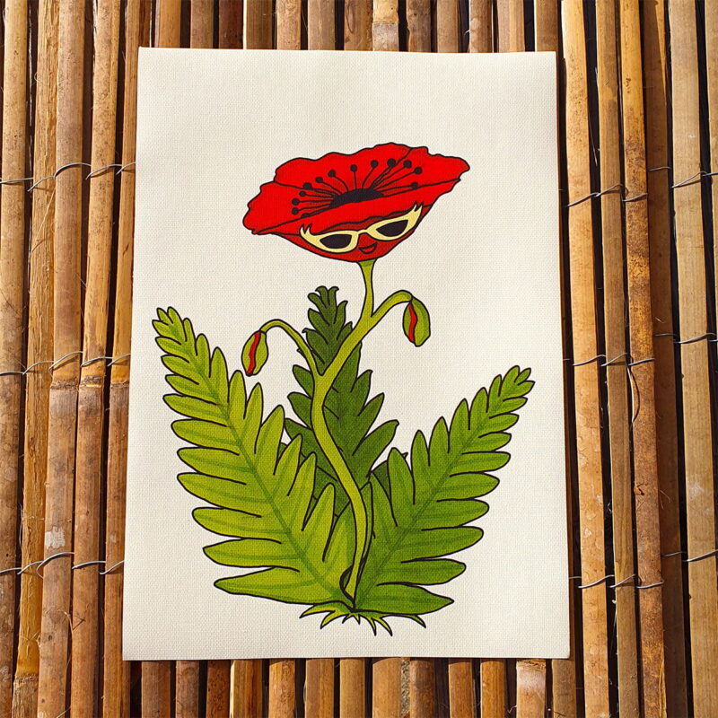 Dame Pavot sous le soleil - Affiche A4 toile canvas - numérotée