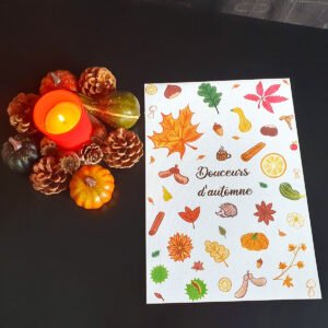 Affiche illustrée Douceurs d'automne - Affiche A4 toile canvas Edition numérotée