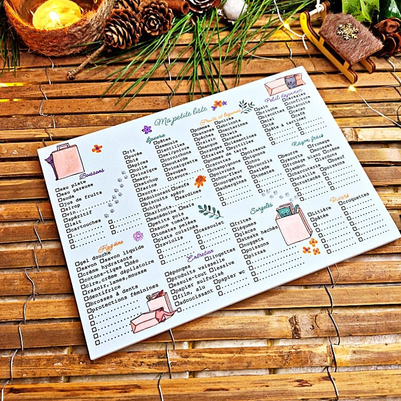 Bloc-notes Liste de Courses Chats et compagnie