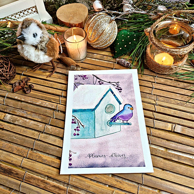 Affiche pailletée Cabane plumes d'hiver