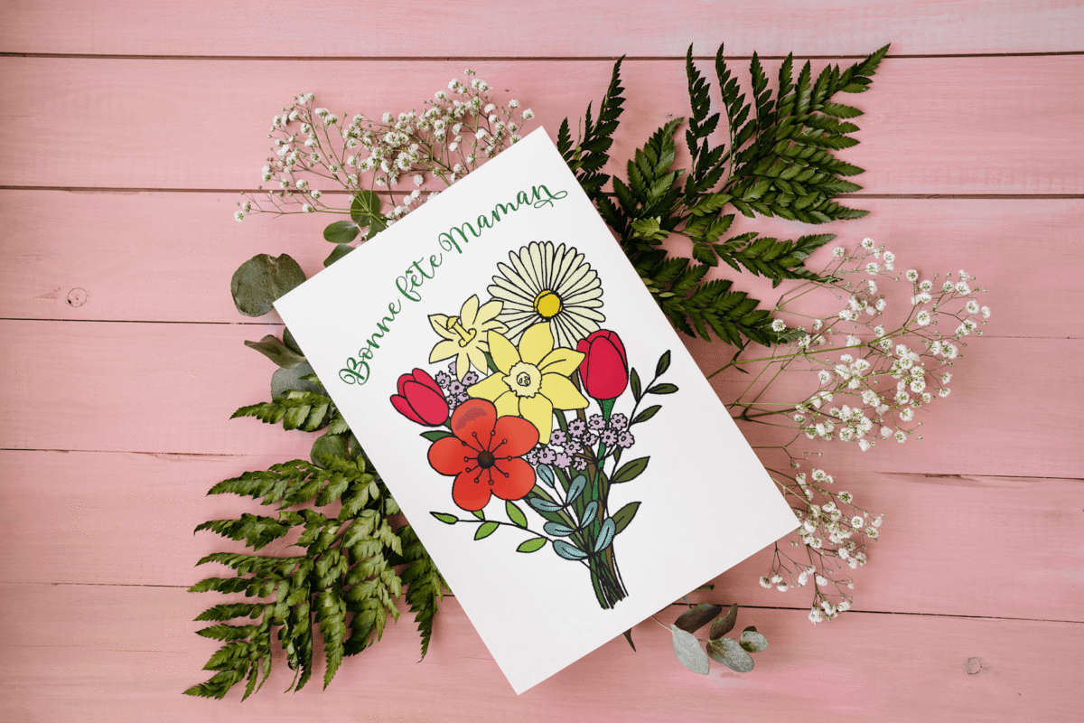 Carte Bouquet Printanier Bonne fête Maman
