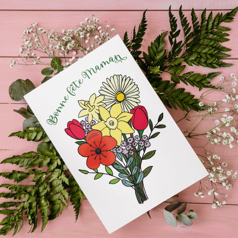 Carte Bouquet Printanier Bonne fête Maman