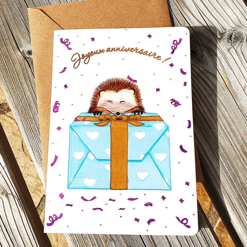 Carte Joyeux anniversaire Herisson