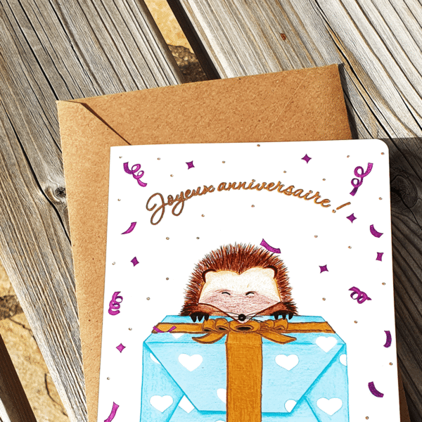 Carte Joyeux anniversaire Herisson
