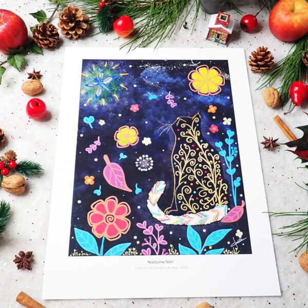 Affiche 30×40 cm Nocturne félin