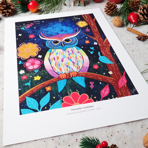 Affiche 30×40 cm Chouette mystique