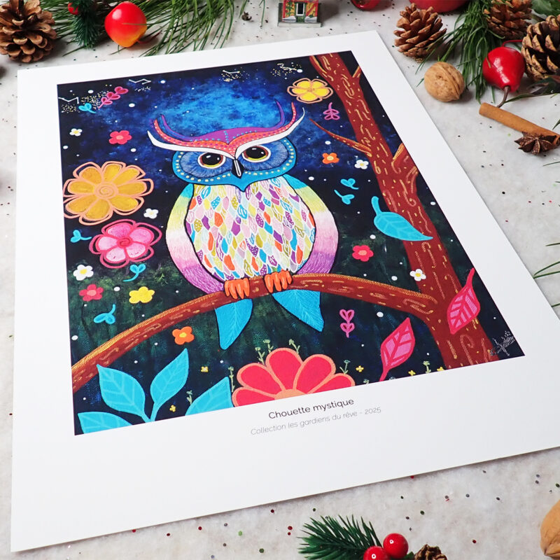 Affiche 30×40 cm Chouette mystique
