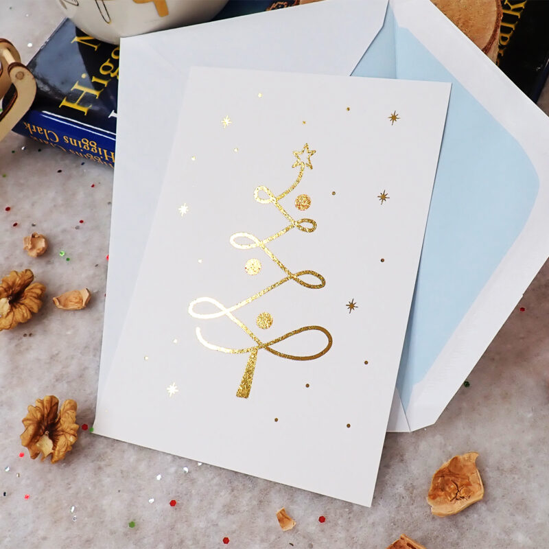 Carte Sapin doré petit format