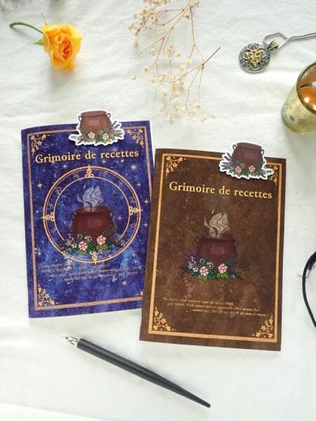 Carnet de recettes A5 (14,8 x 21 cm) illustré façon grimoire magique